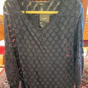 Womens blue polka dot blouse